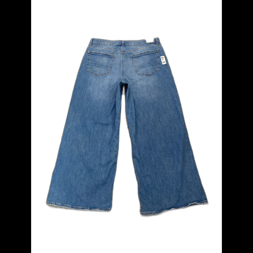 American Eagle Stretch Super High-Rise Baggy Wide Leg Ankle Jeans Size 16R - Picture 3 of 9